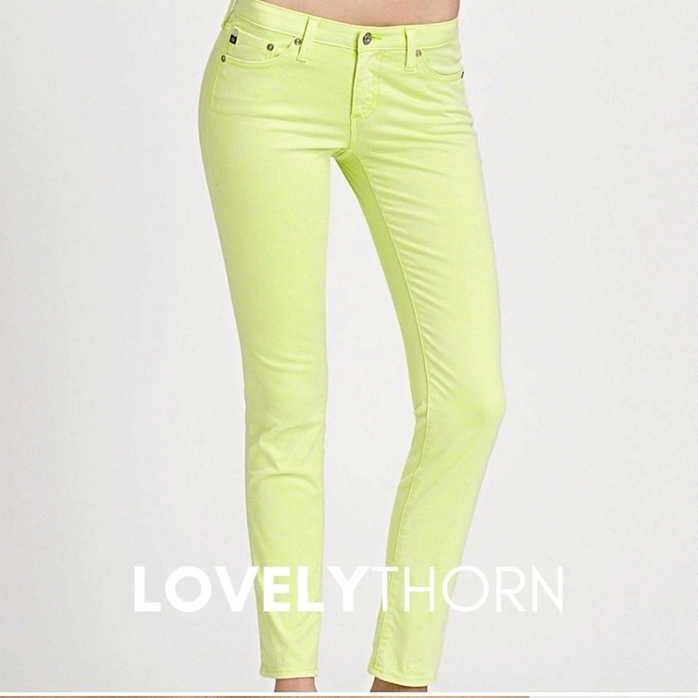 AG JEANS // ltd ed the stilt cigarette leg neon yellow sateen jeans - Picture 10 of 16